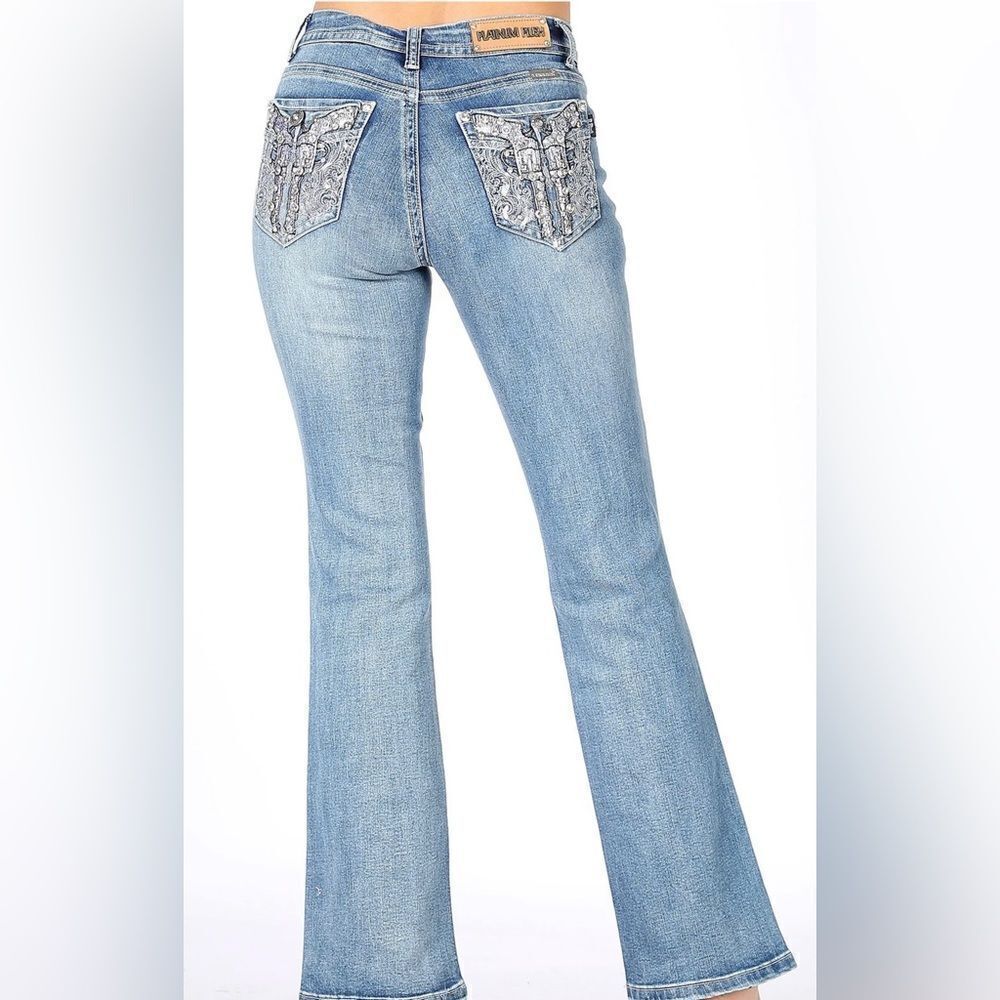 Platinum Plush Shine On Duel Embellished Jeans